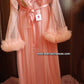 Ensemble Long Mariée Glamour – Satin Rose Pêche & Tulle Transparent Taille unique standard