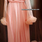 Ensemble Long Mariée Glamour – Satin Rose Pêche & Tulle Transparent Taille unique standard