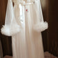 Ensemble Long Mariée Glamour – Satin Blanc & Tulle Transparent Taille unique standard