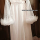 Ensemble Long Mariée Glamour – Satin Blanc & Tulle Transparent Taille unique standard