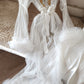 Ensemble Long Mariée nuisette + déshabillé Glamour – Satin Blanc & Tulle Transparent Taille unique standard