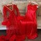 Ensemble Long Mariée nuisette + déshabillé Glamour – Satin Rouge & Tulle Transparent Taille unique standard