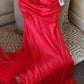 Ensemble Long Mariée nuisette + déshabillé Glamour – Satin Rouge & Tulle Transparent Taille unique standard
