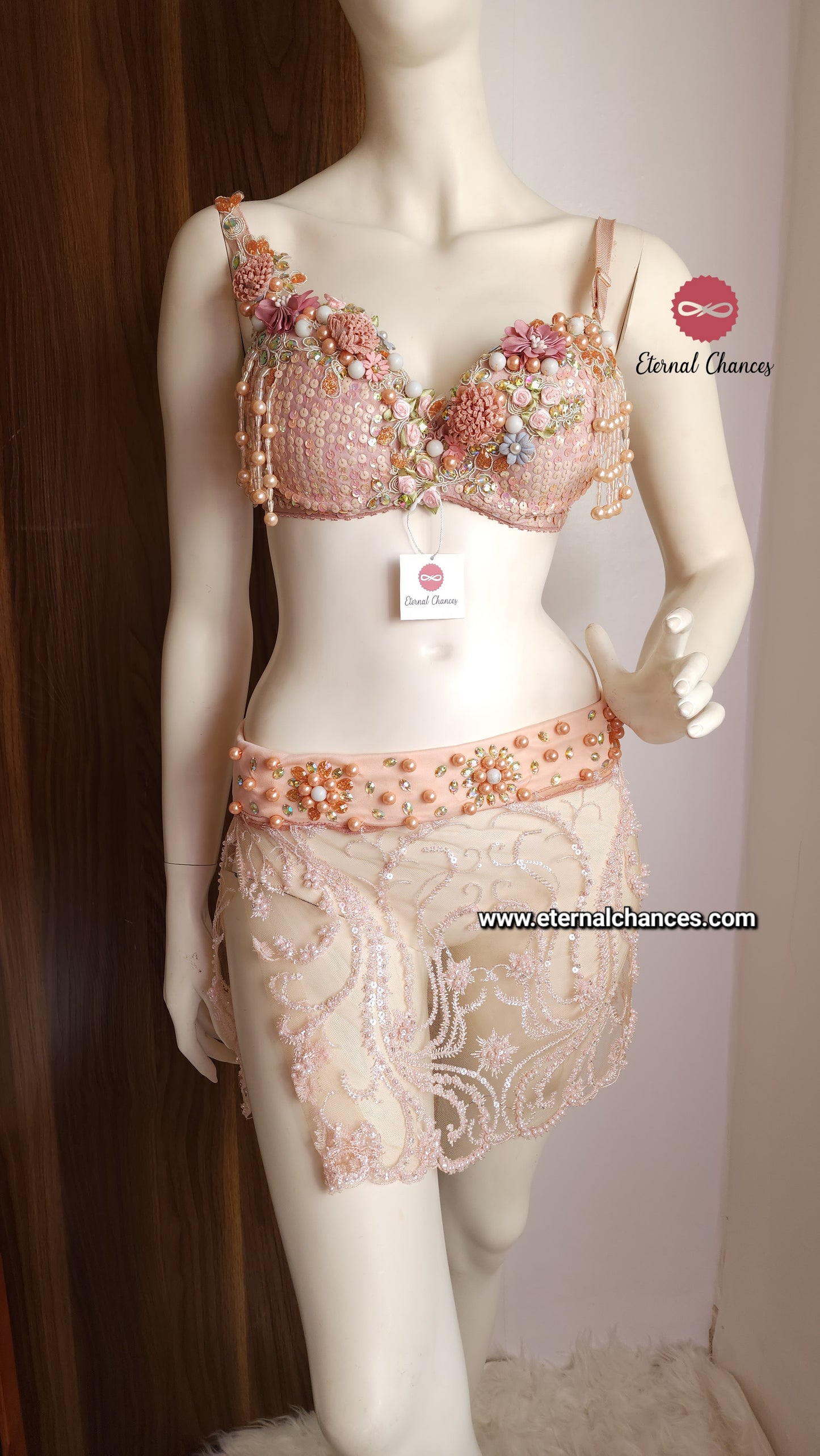 Ensemble professionnel danse orientale haute qualité Taille standard (Bonnet 75/80 B/C)