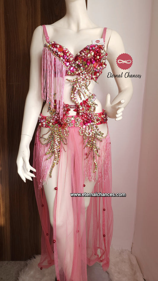 Ensemble professionnel danse orientale haute qualité Taille standard (Bonnet 75/80 B/C)