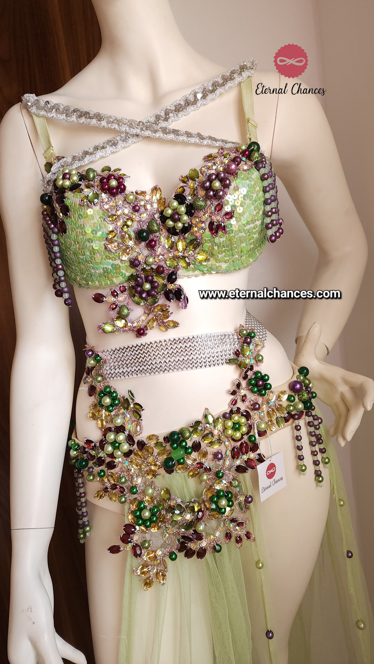 Ensemble professionnel danse orientale haute qualité Taille standard (Bonnet 75/80 B/C)