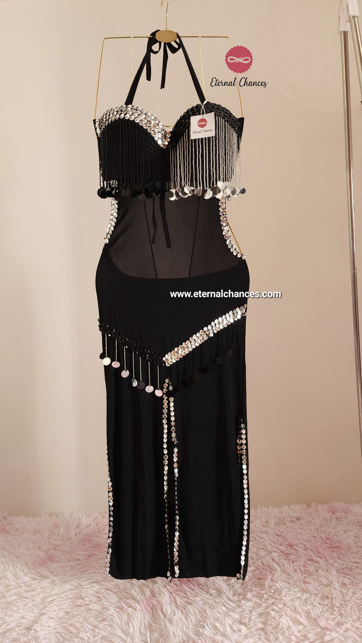 Tenue noir argenté danse orientale taille standard