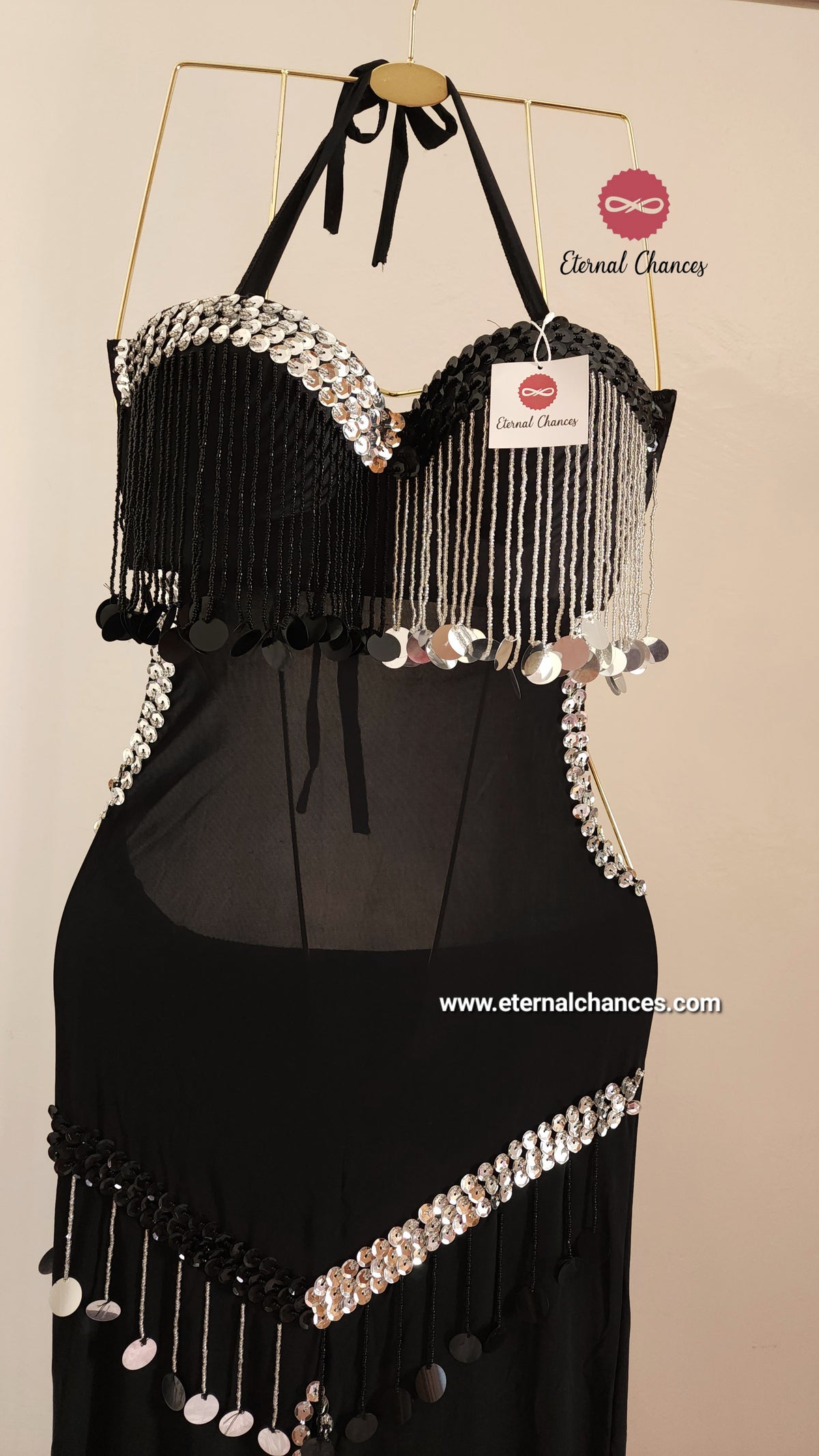 Tenue noir argenté danse orientale taille standard