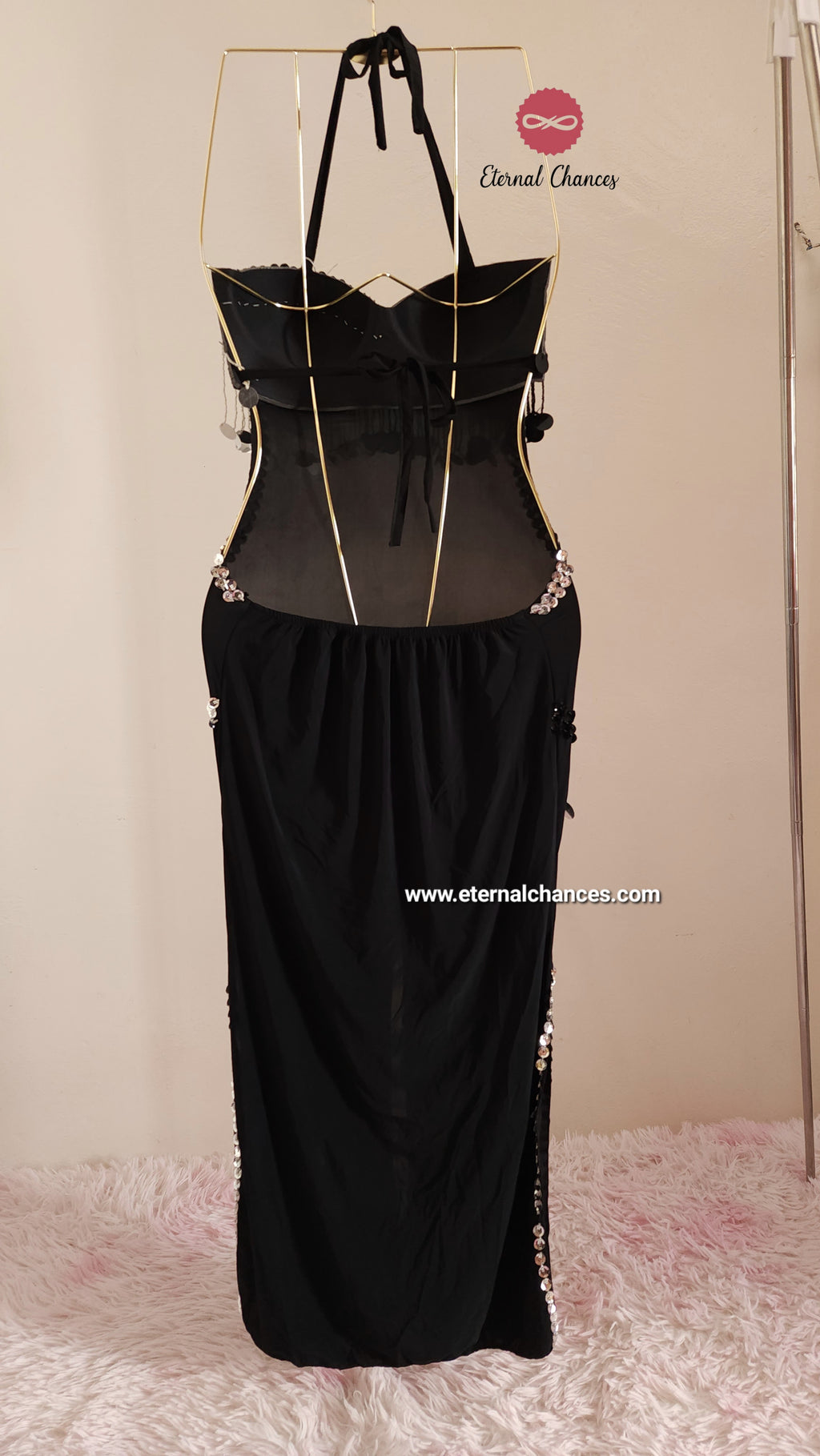 Tenue noir argenté danse orientale taille standard