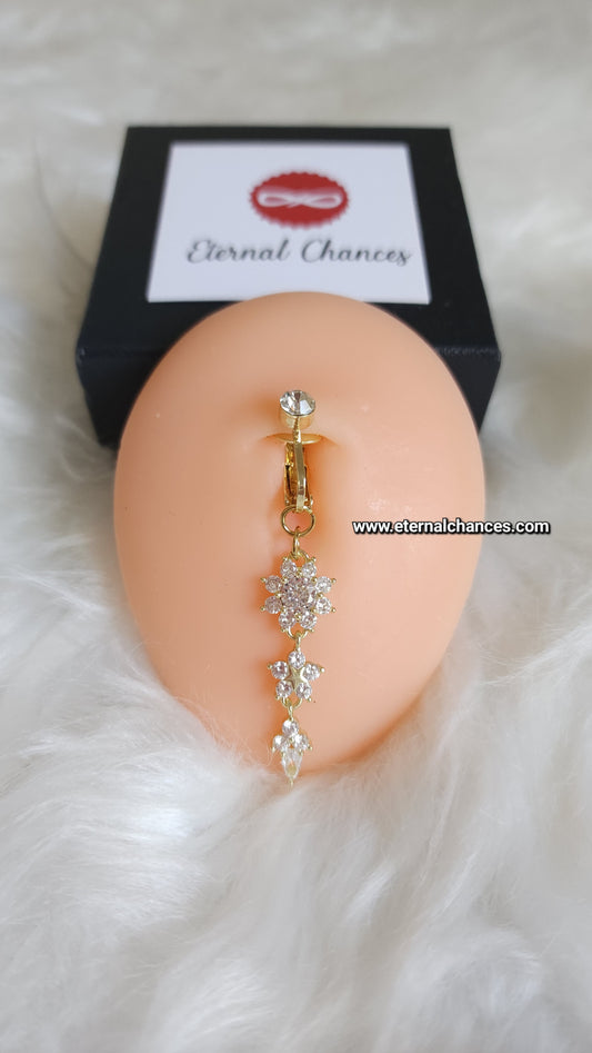 Clip de nombril doré sans piercing أكسسوار السرة ذهبي دون ثقب