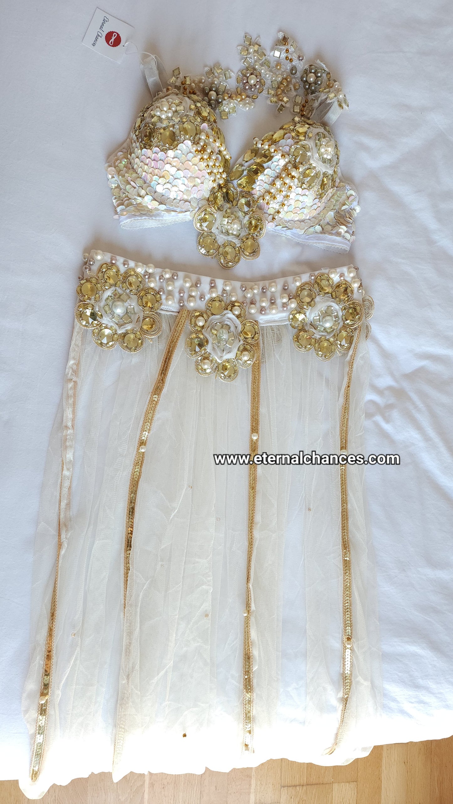 Ensemble professionnel danse orientale haute qualité Taille standard (Bonnet 75/80 B/C)