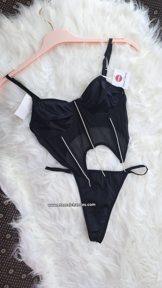 Ensemble corset top détaillé strass Tailles S - M - L - XL