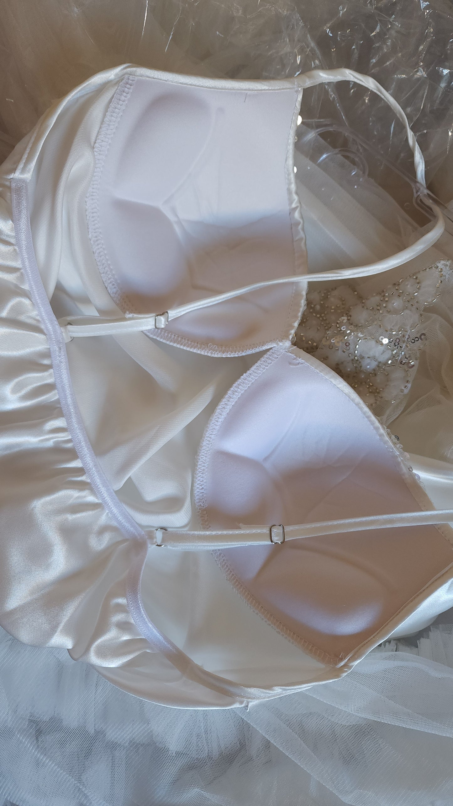 Ensemble blanc long déshabillé + Nuisette en Satin & Tulle Brodé - Édition Royale (Taille standard)