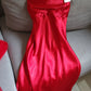 Ensemble Long Mariée nuisette + déshabillé Glamour – Satin Rouge & Tulle Transparent Taille unique standard