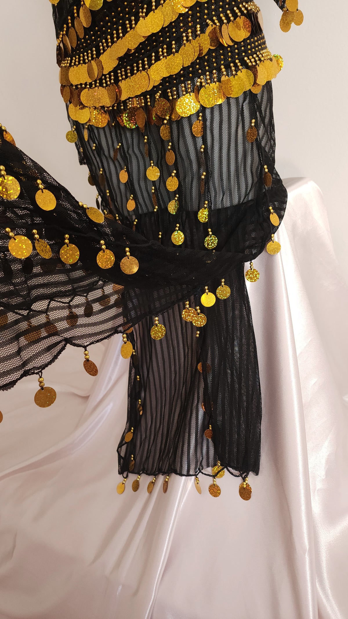 Tenue dorée danse orientale avec ceinture taille unique standard S M L