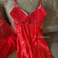 Édition Royale - Ensemble long rouge déshabillé + Nuisette (taille standard)