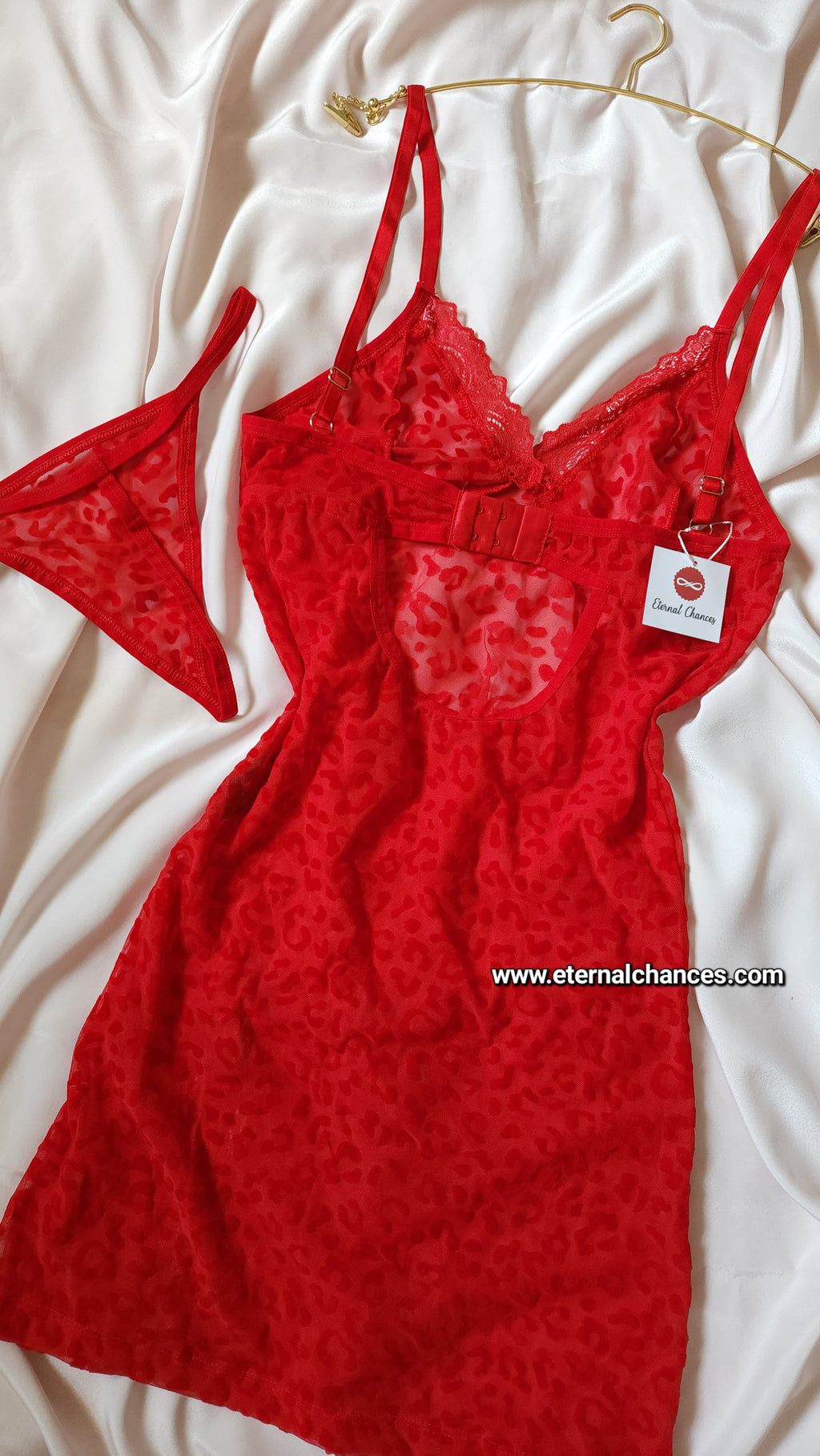 Nuisette avec string motif léopard taille SM - LXL