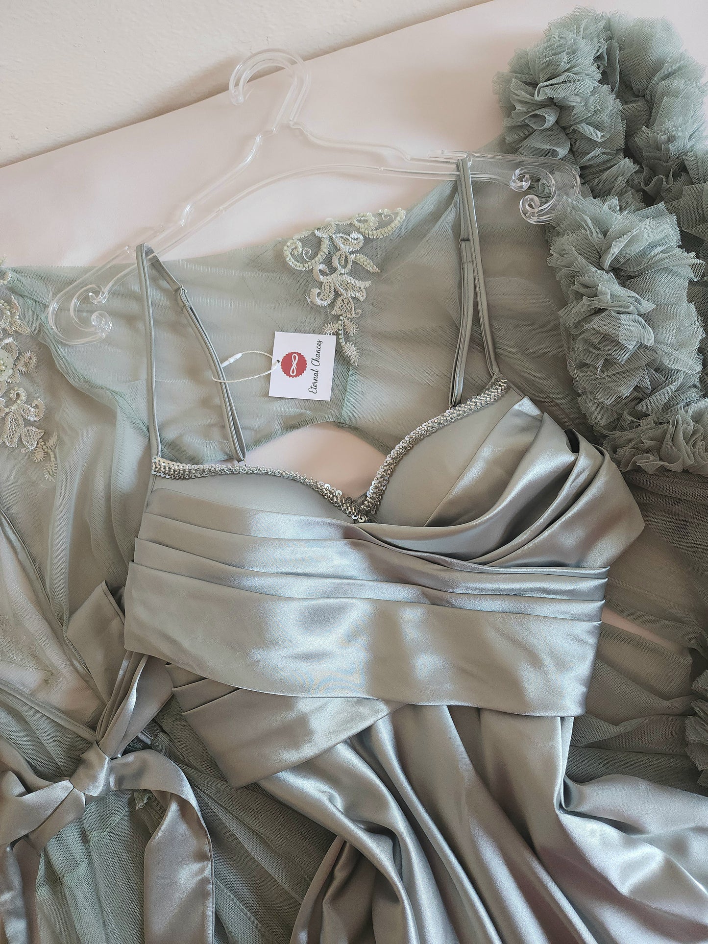 Édition Royale - Ensemble court vert mint déshabillé + Nuisette (taille standard ajustable)