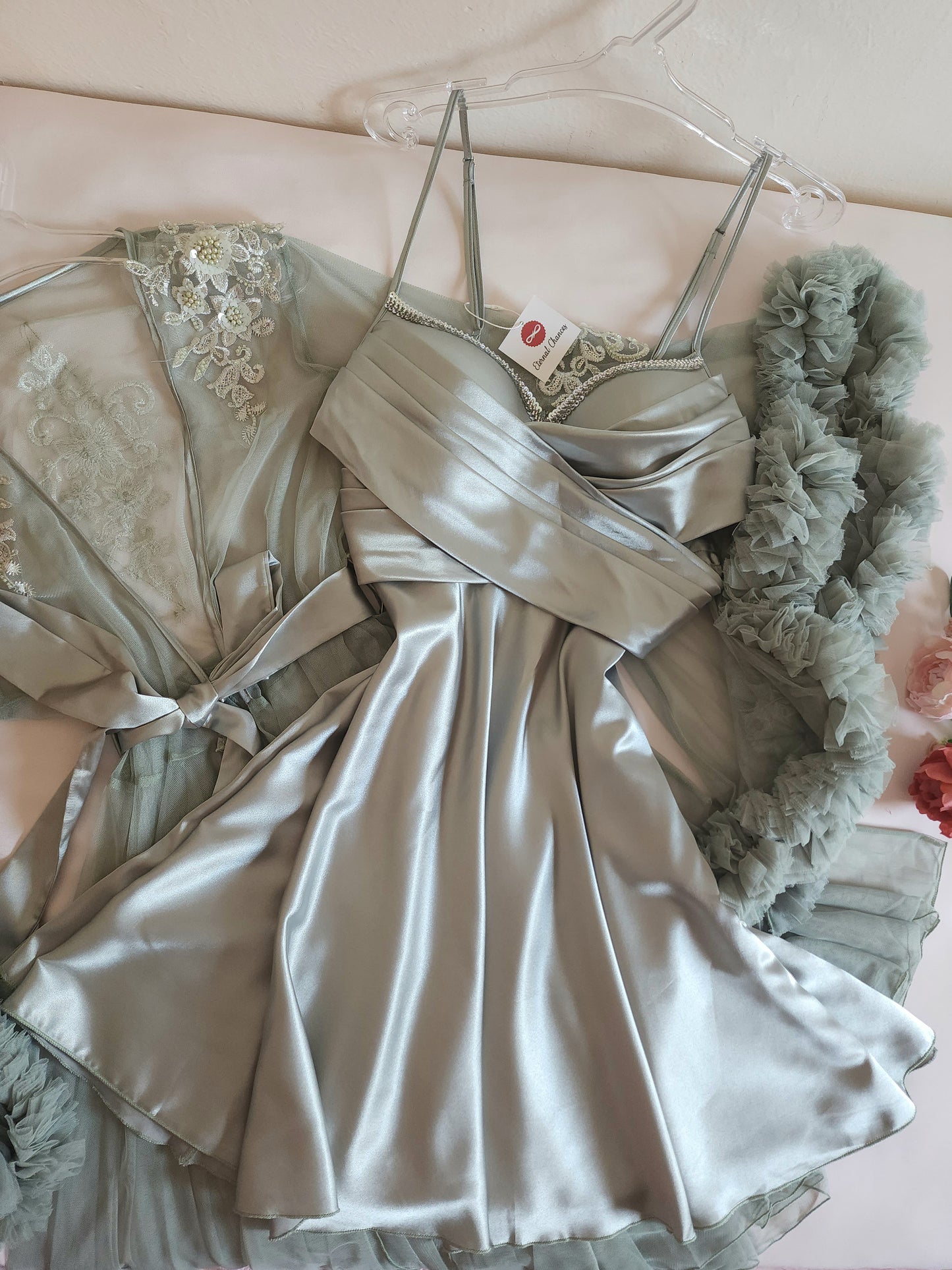 Édition Royale - Ensemble court vert mint déshabillé + Nuisette (taille standard ajustable)