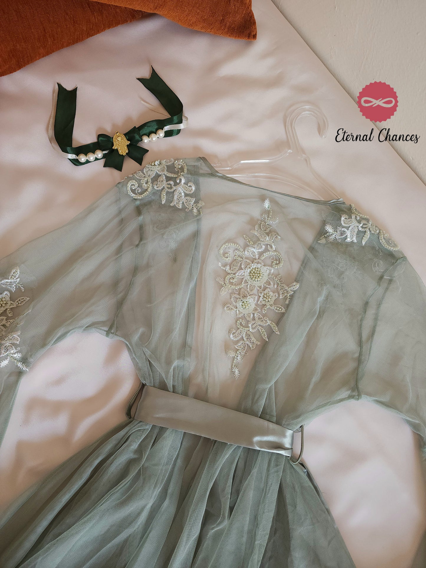Édition Royale - Ensemble court vert mint déshabillé + Nuisette (taille standard ajustable)