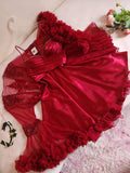 Édition Royale - Ensemble court bordeaux déshabillé + Nuisette (taille standard ajustable)