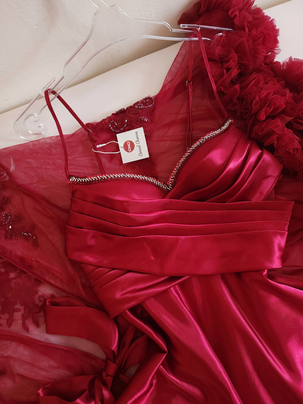 Édition Royale - Ensemble court bordeaux déshabillé + Nuisette (taille standard ajustable)