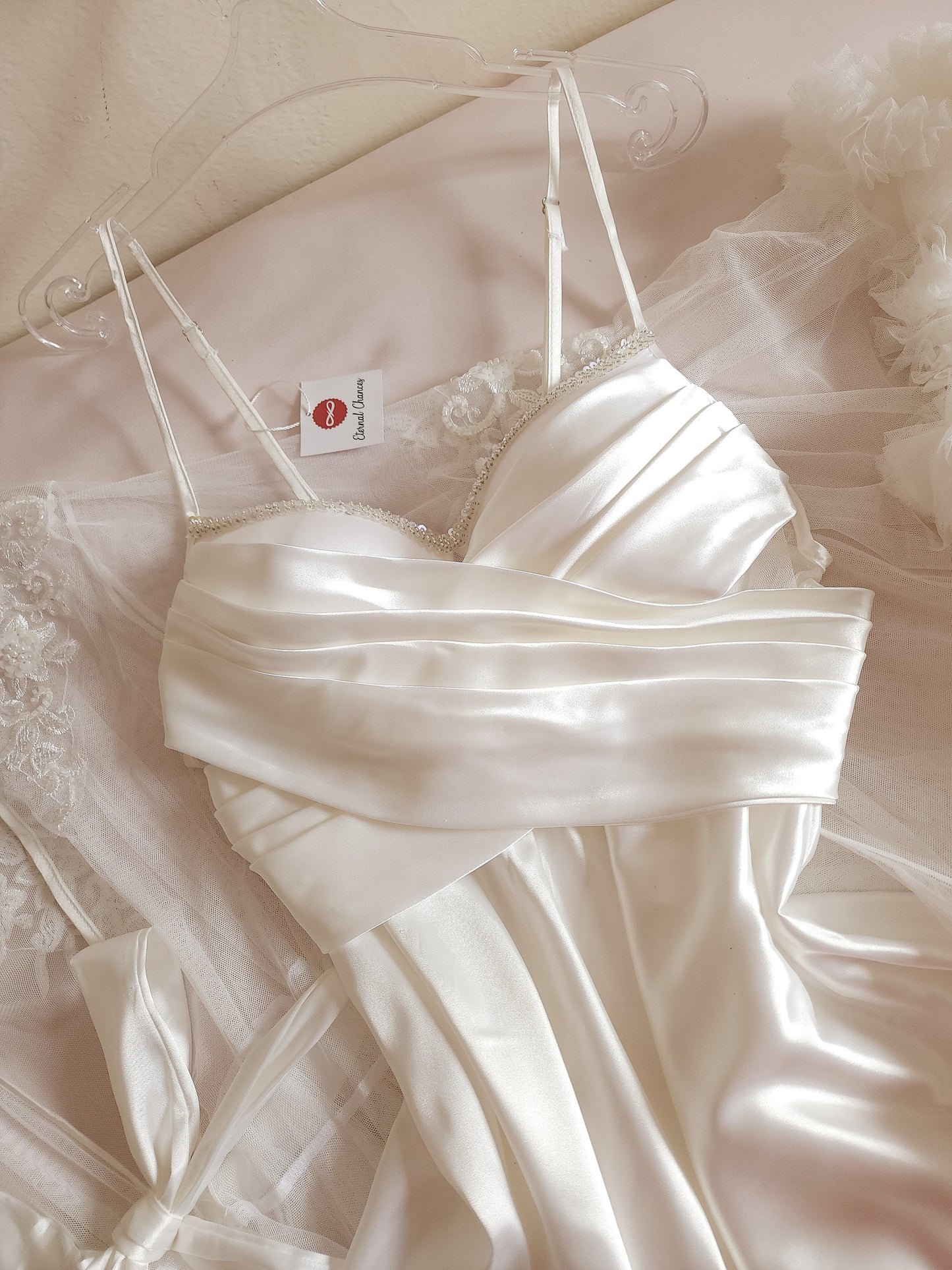 Édition Royale - Ensemble court blanc déshabillé + Nuisette (taille standard ajustable)