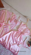 Ensemble 4 pièces satin, tulle & dentelle taille S M L XL