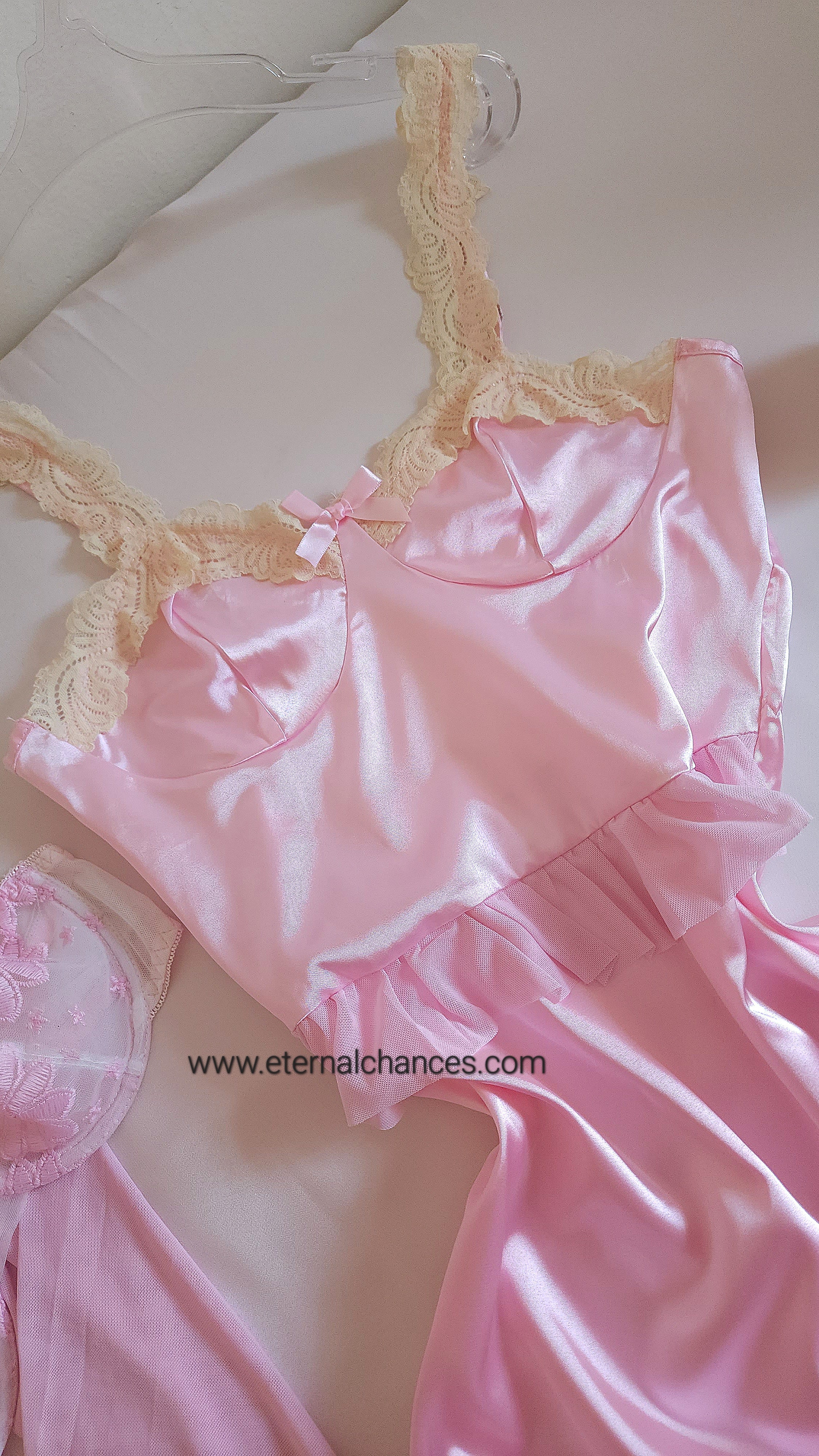 Ensemble 4 pièces satin, tulle & dentelle taille S M L XL