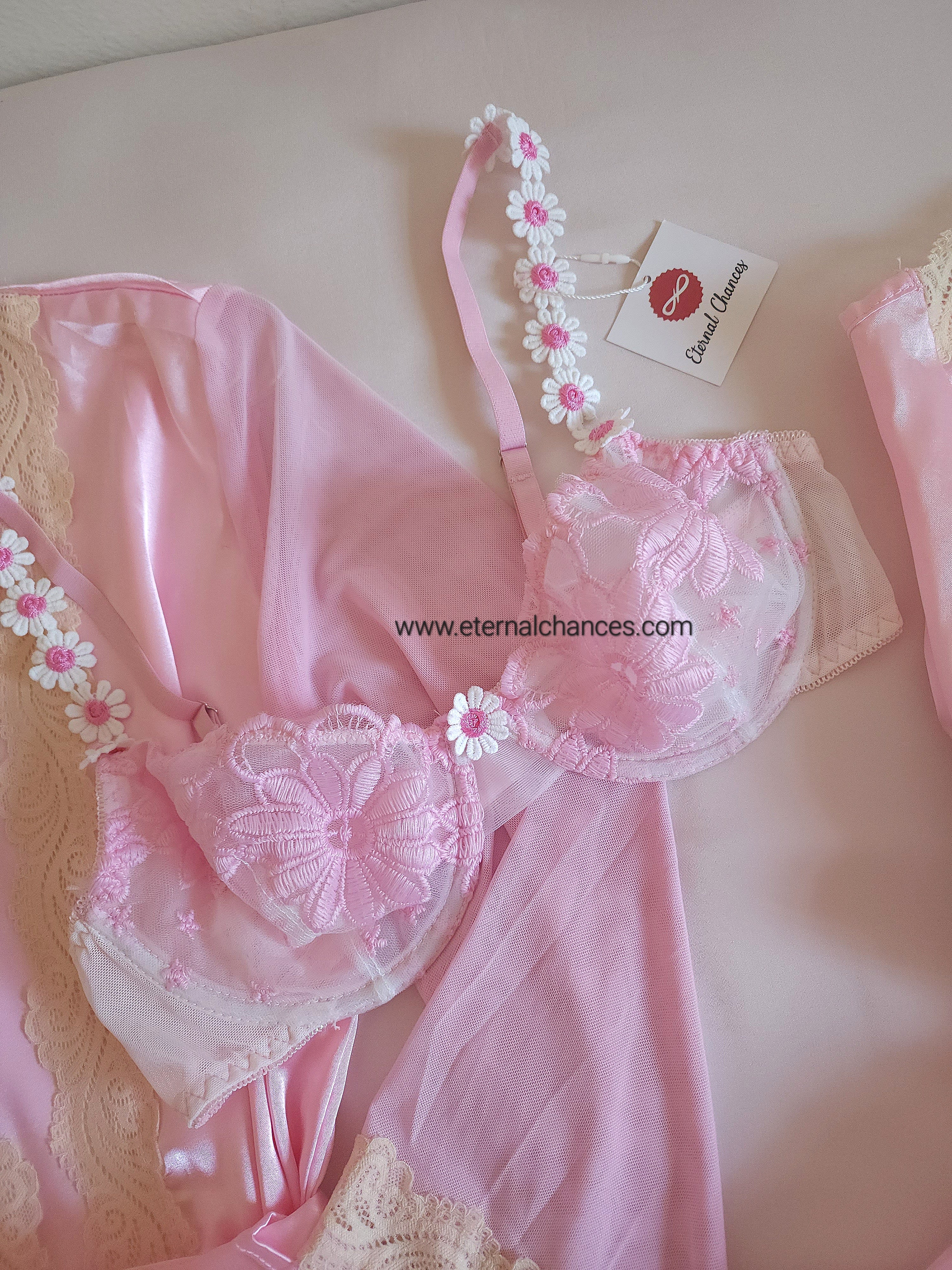 Ensemble 4 pièces satin, tulle & dentelle taille S M L XL