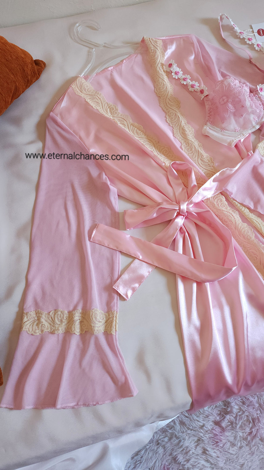 Ensemble 4 pièces satin, tulle & dentelle taille S M L XL