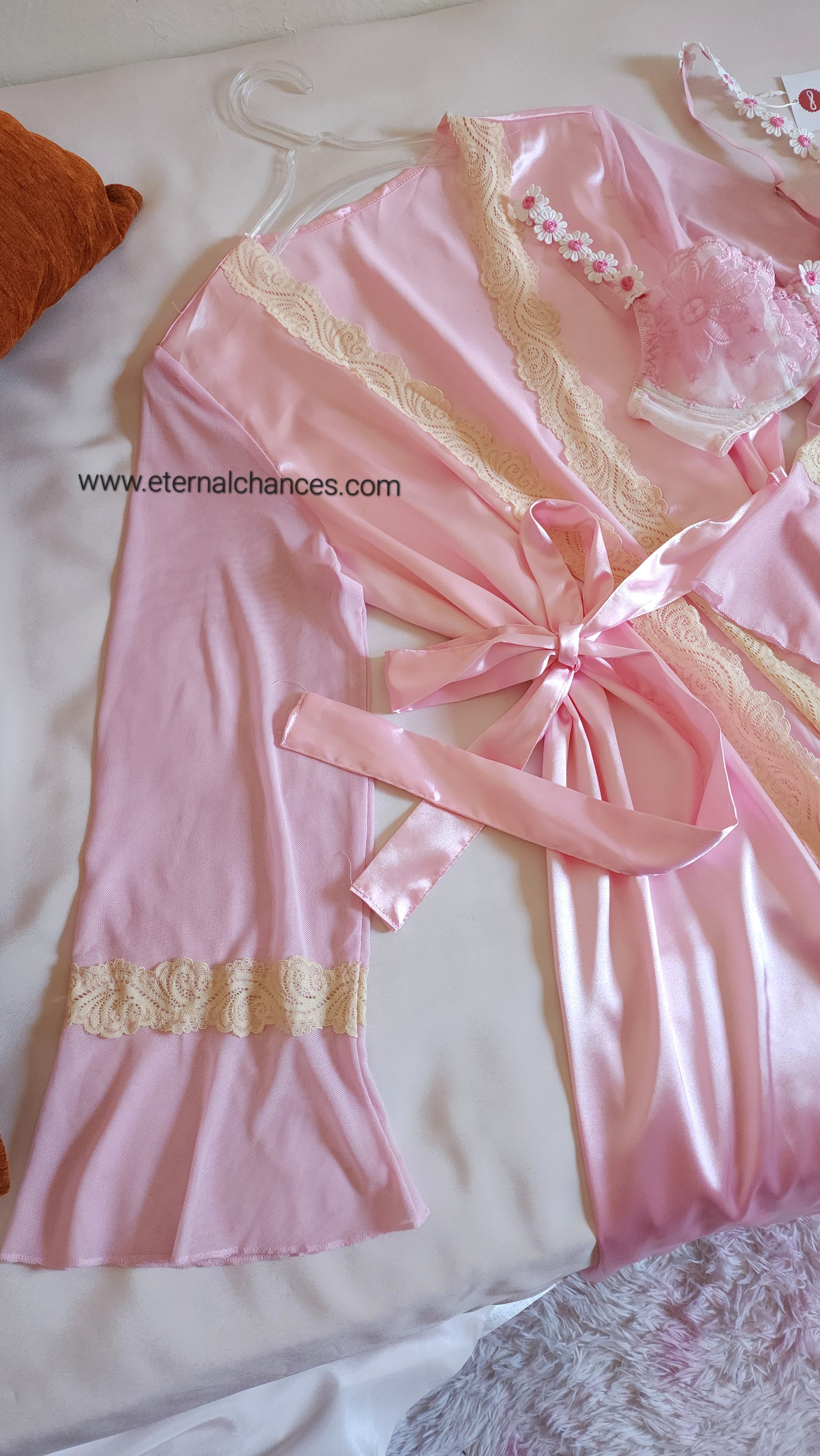 Ensemble 4 pièces satin, tulle & dentelle taille S M L XL