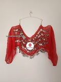 Ceinture danse orientale rouge argenté
