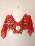 Ceinture danse orientale rouge doré