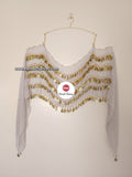 Ceinture danse orientale blanc doré