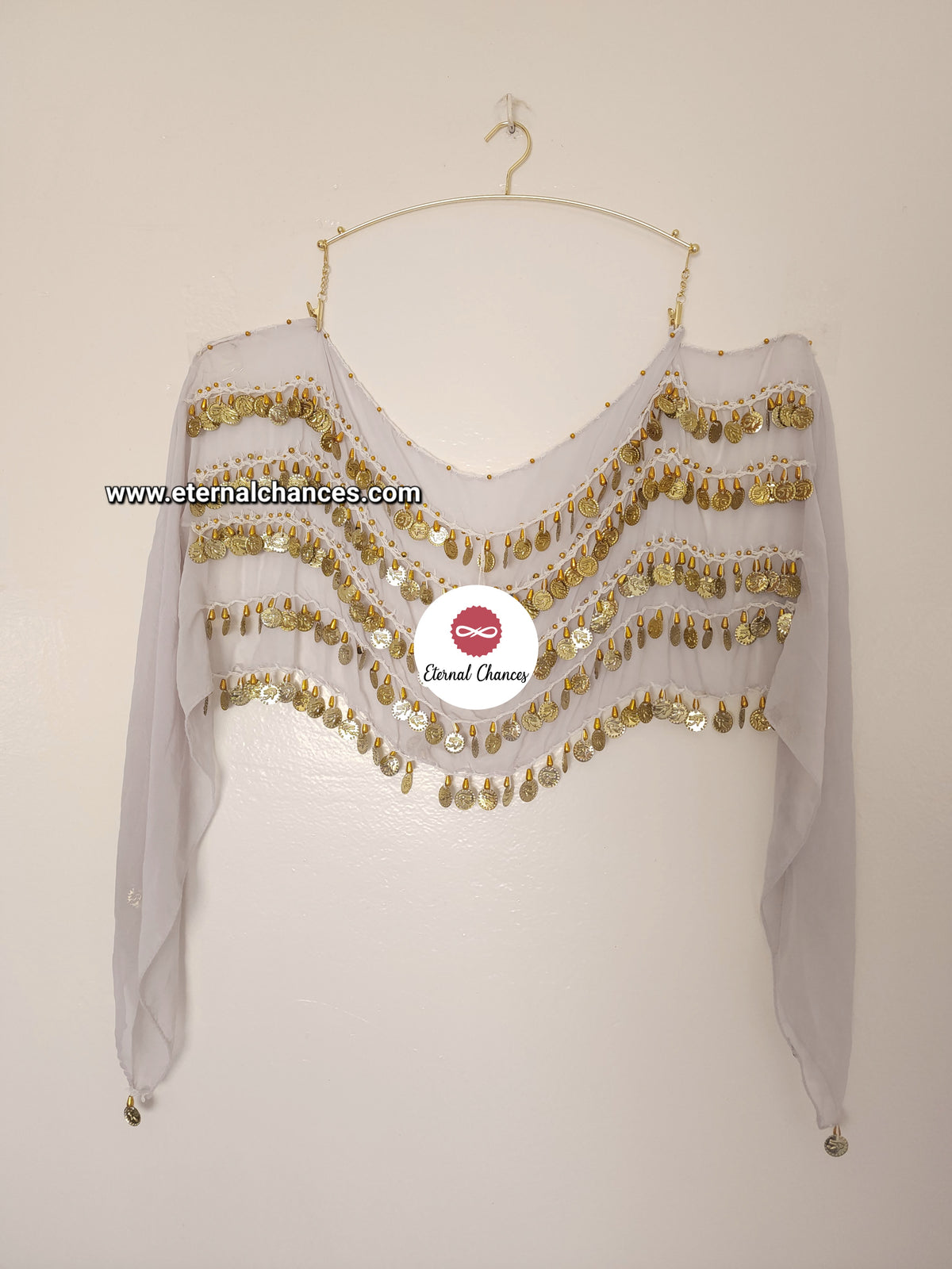 Ceinture danse orientale blanc doré