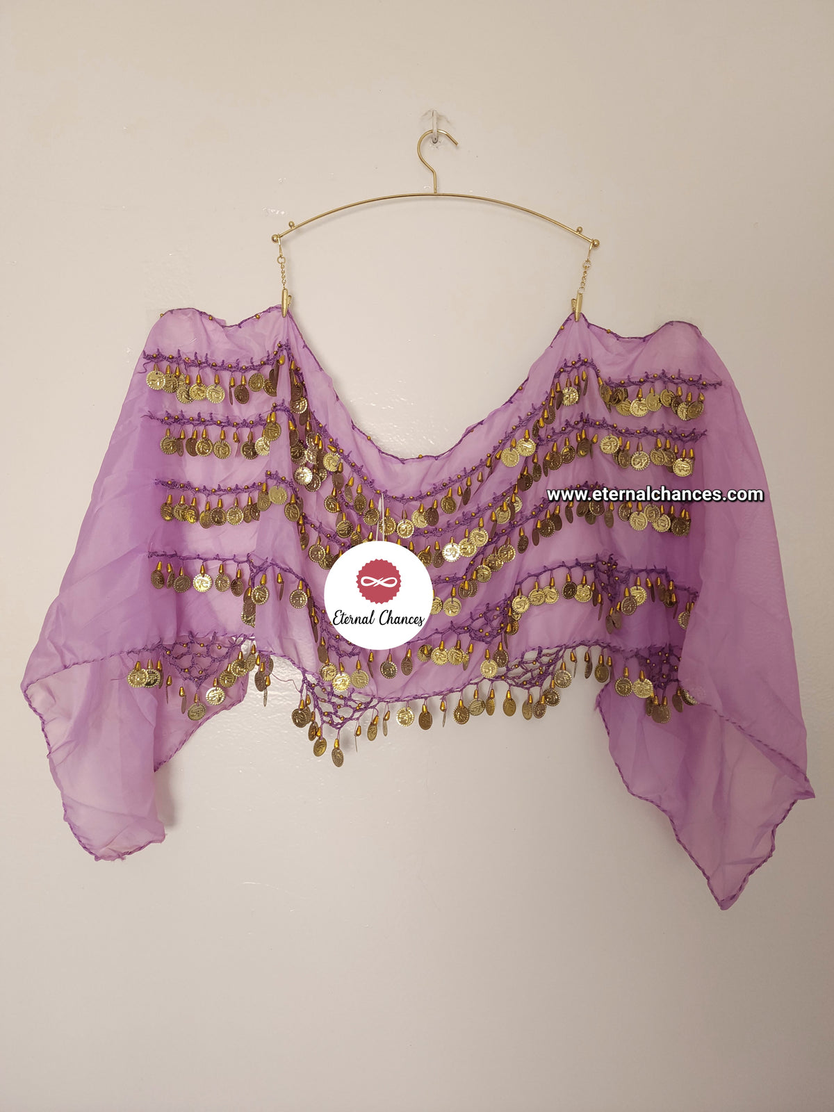 Ceinture danse orientale violet doré