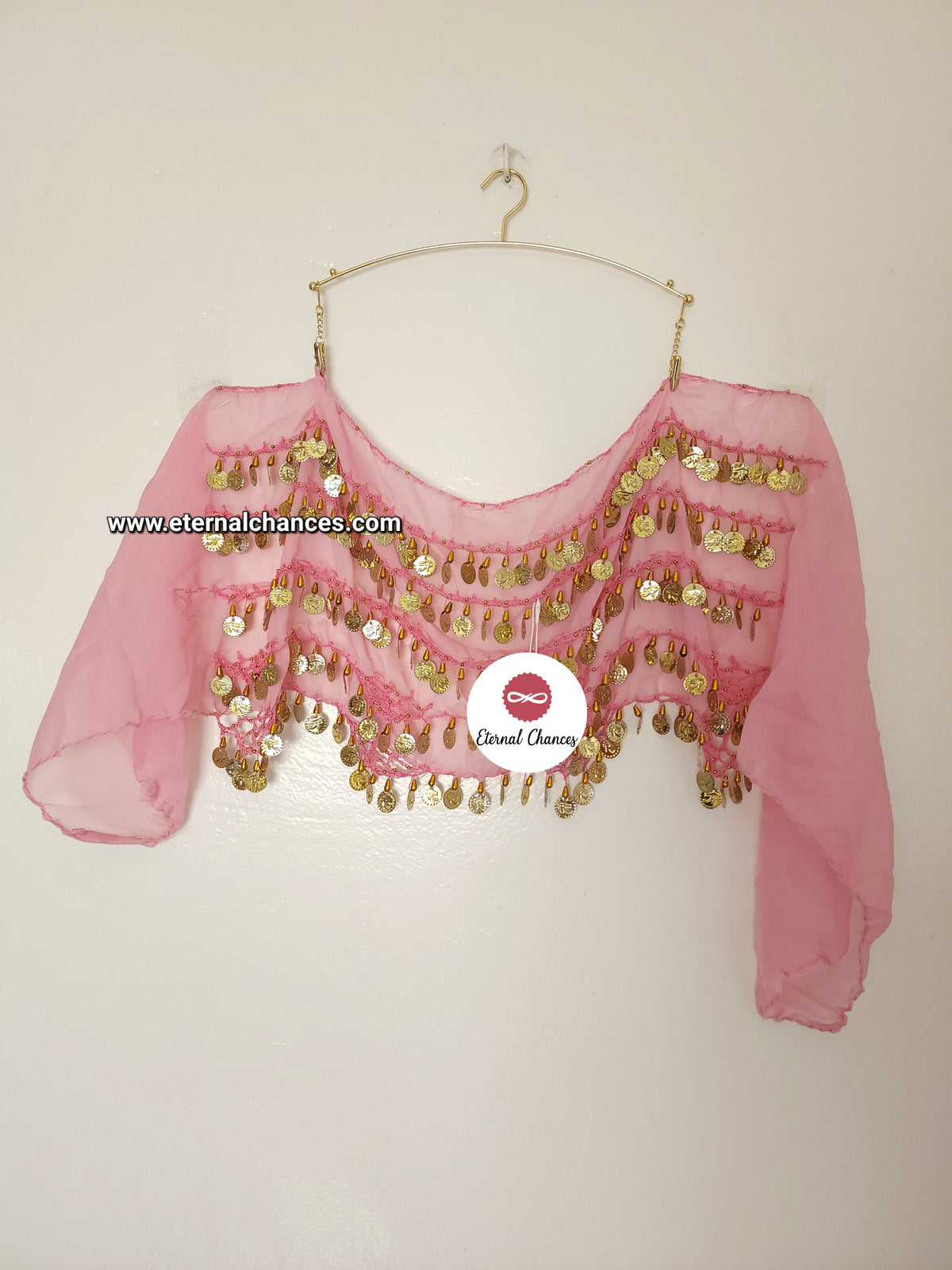 Ceinture danse orientale rose doré