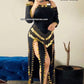 Tenue danse orientale noir doré taille standard LXL tissu élastique