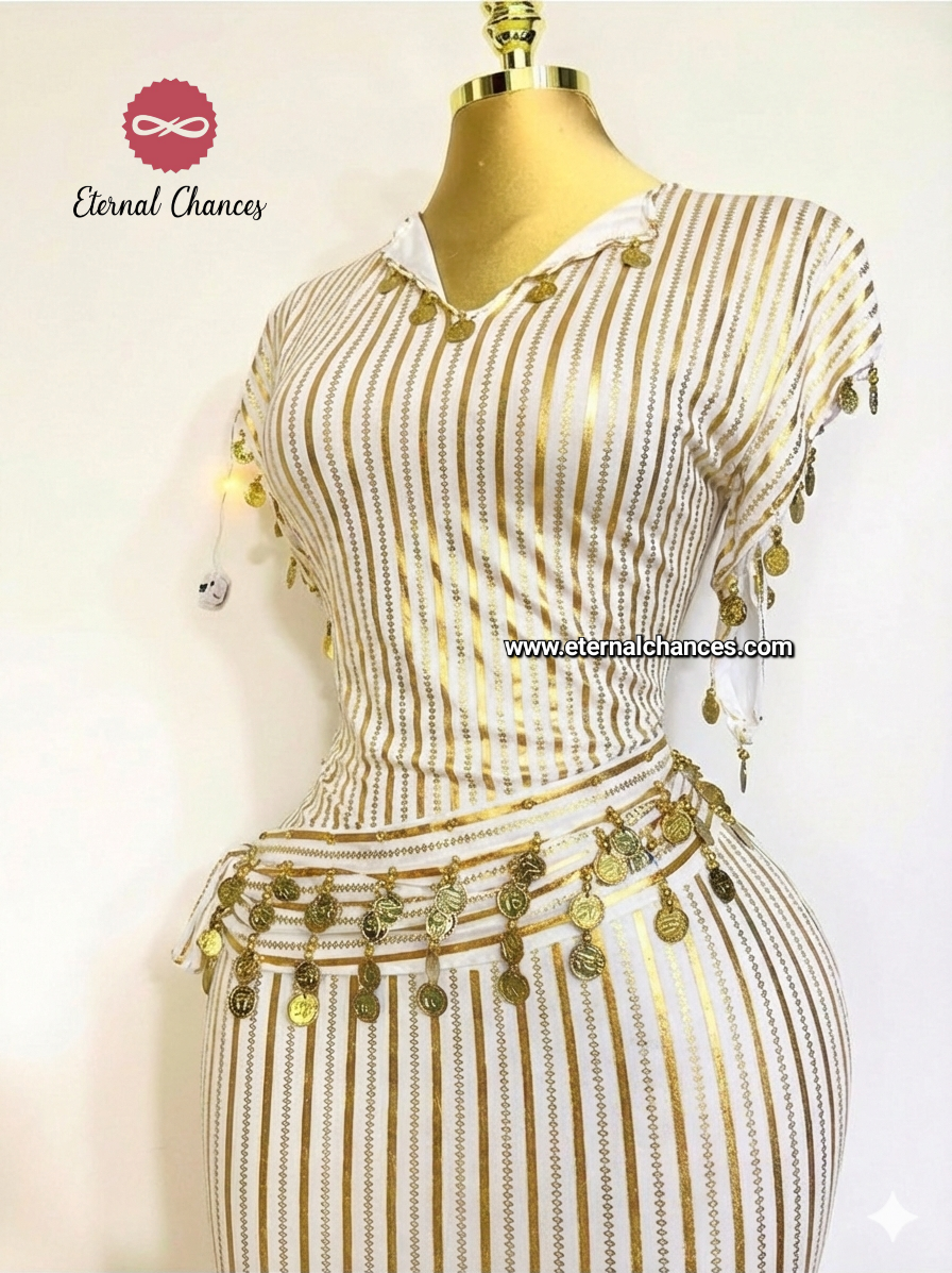 Nancy + ceinture blanc doré taille standard [DL06]