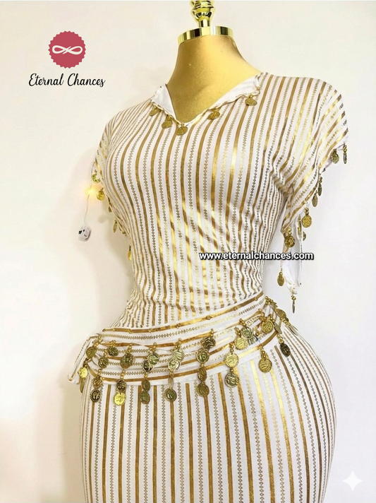 Nancy + ceinture blanc doré taille standard