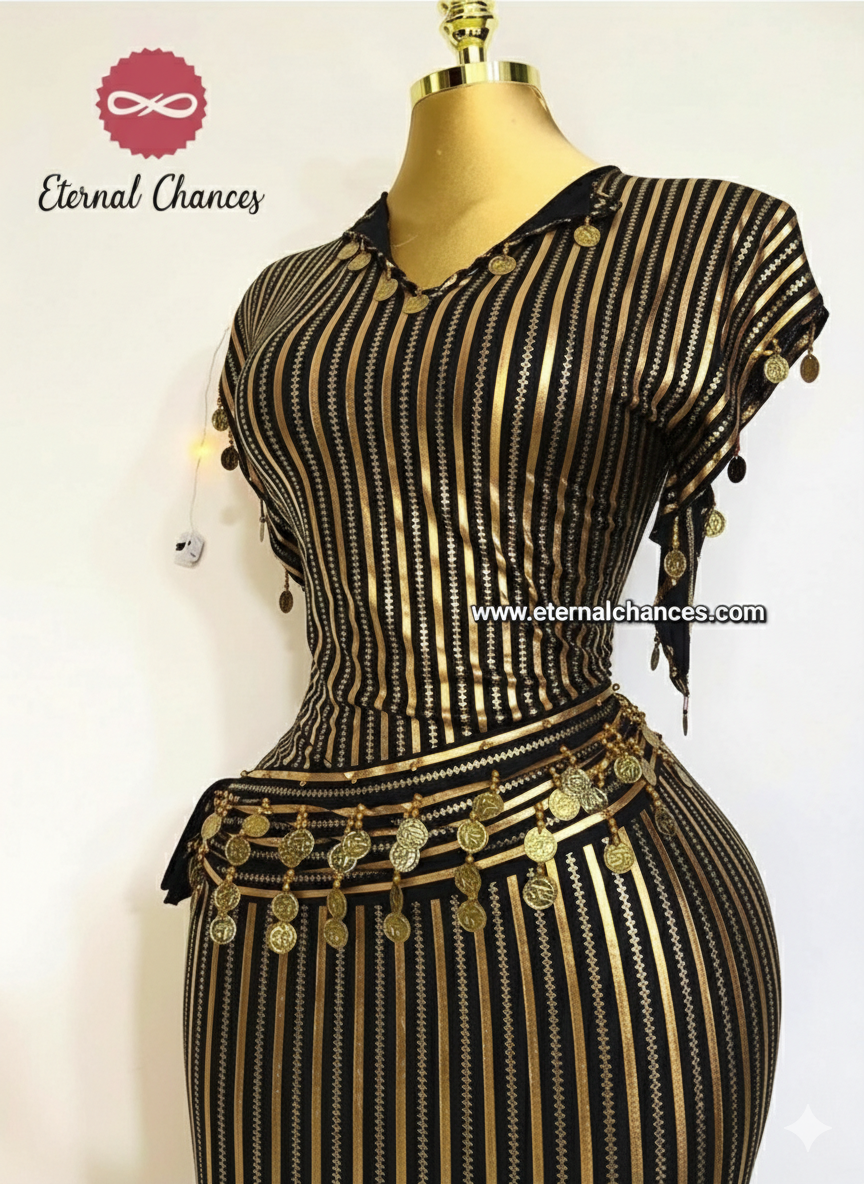 Nancy + ceinture noir doré taille Standard [DL06]