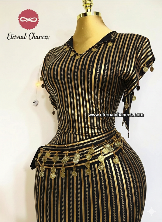 Nancy + ceinture noir doré taille standard