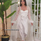 Ensemble Long Mariée Glamour – Satin Blanc & Tulle Transparent Taille unique standard