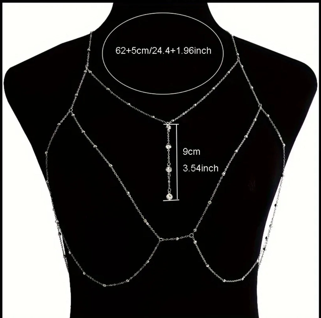 2 pièces chaine de poitrine + collier dorée sexy