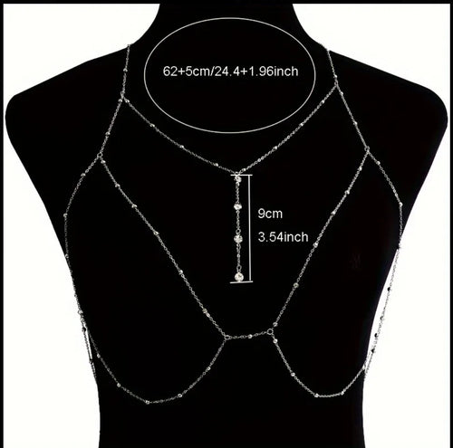 2 pièces chaine de poitrine + collier dorée sexy