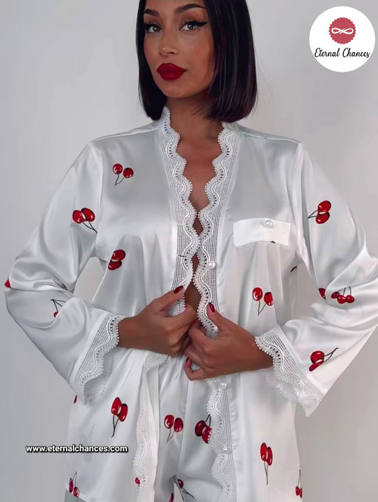 Pyjama en satin bordures effet crochet Taille M L XL 2XL