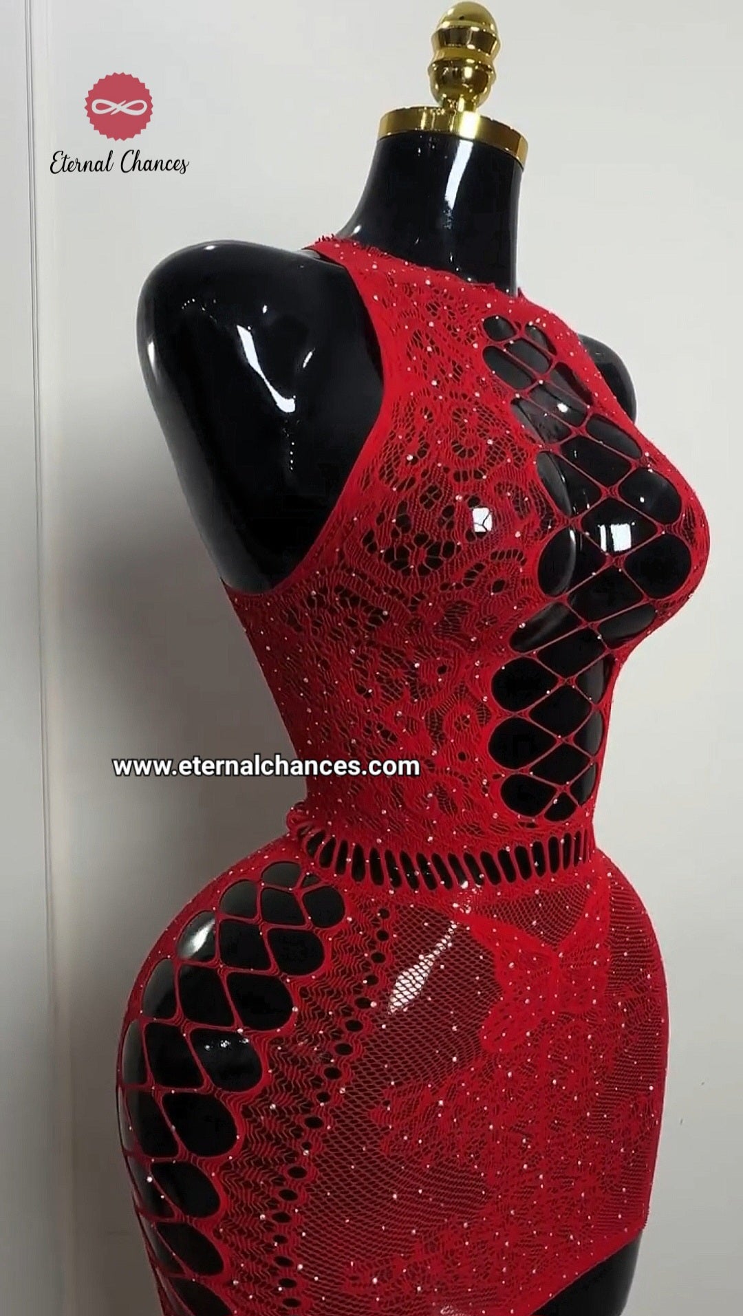 Lingerie résille moulante + Manches ornée de pierres scintillantes Taille extensible