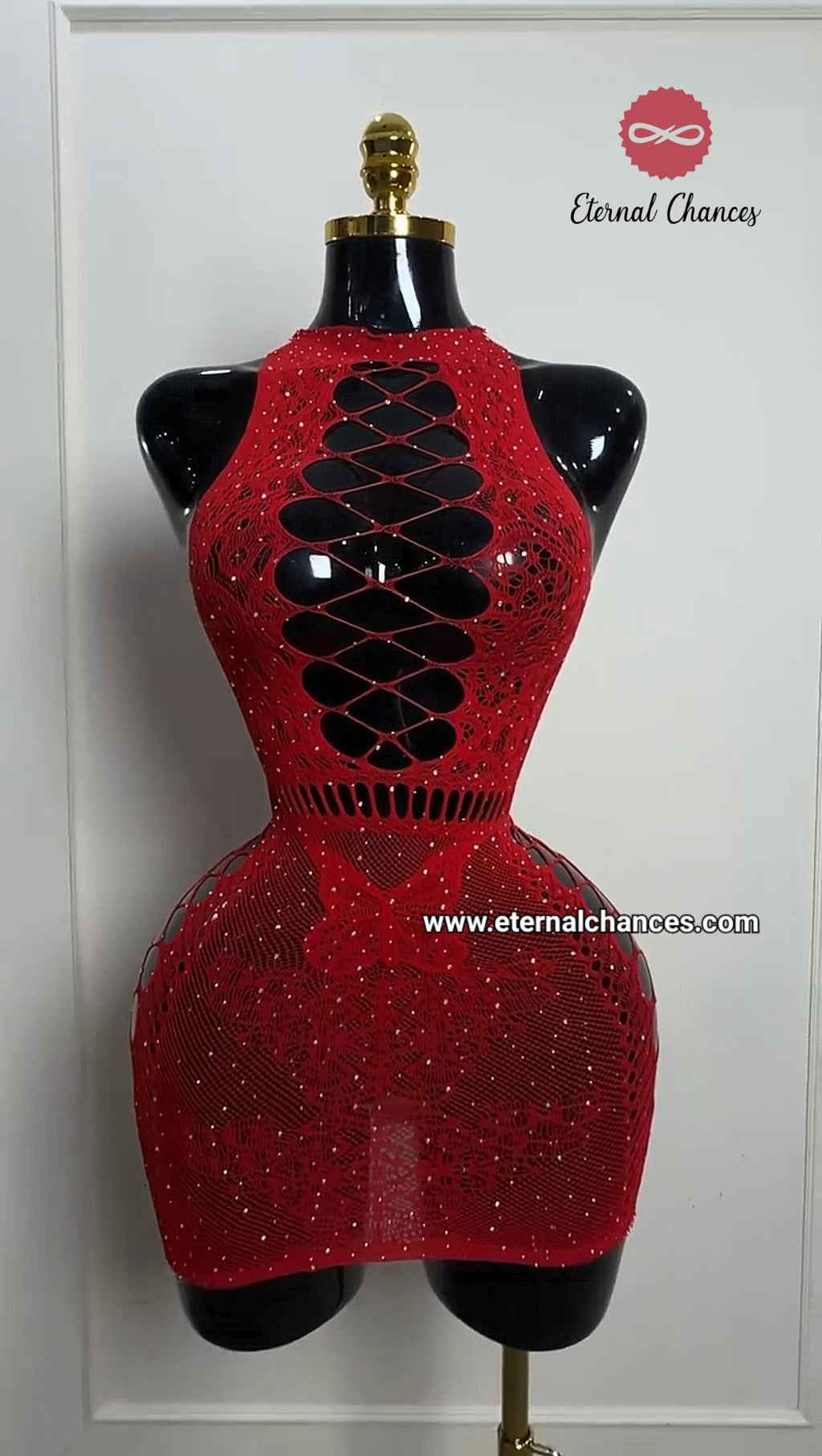 Lingerie résille moulante + Manches ornée de pierres scintillantes Taille extensible