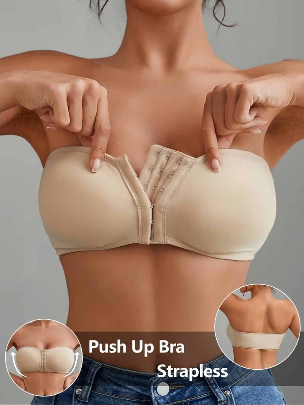 Soutiens-gorge bandeau à rembourrage amovible sans bretelles taille S M L